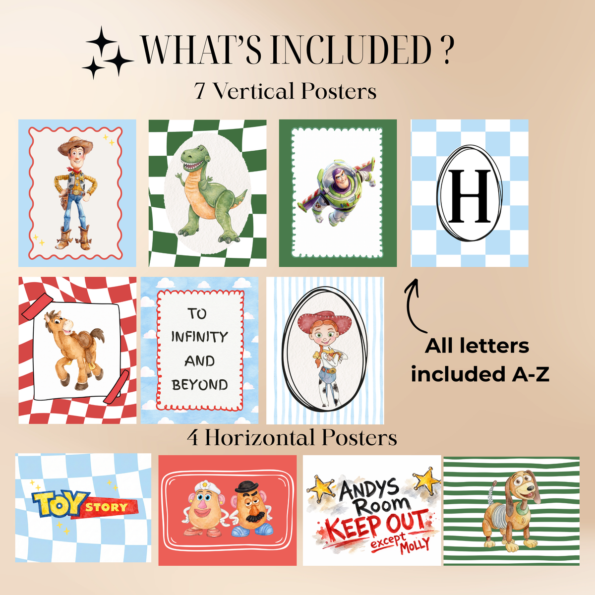 Personalized Toy Story Inspired Art Prints — Set of 11 | Digital Download