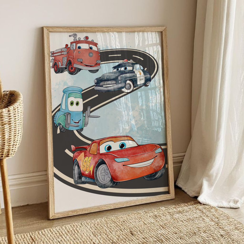 Lightning McQueen Inspired Nursery Art: Cars Movie Inspired Prints, Boys Room Decor