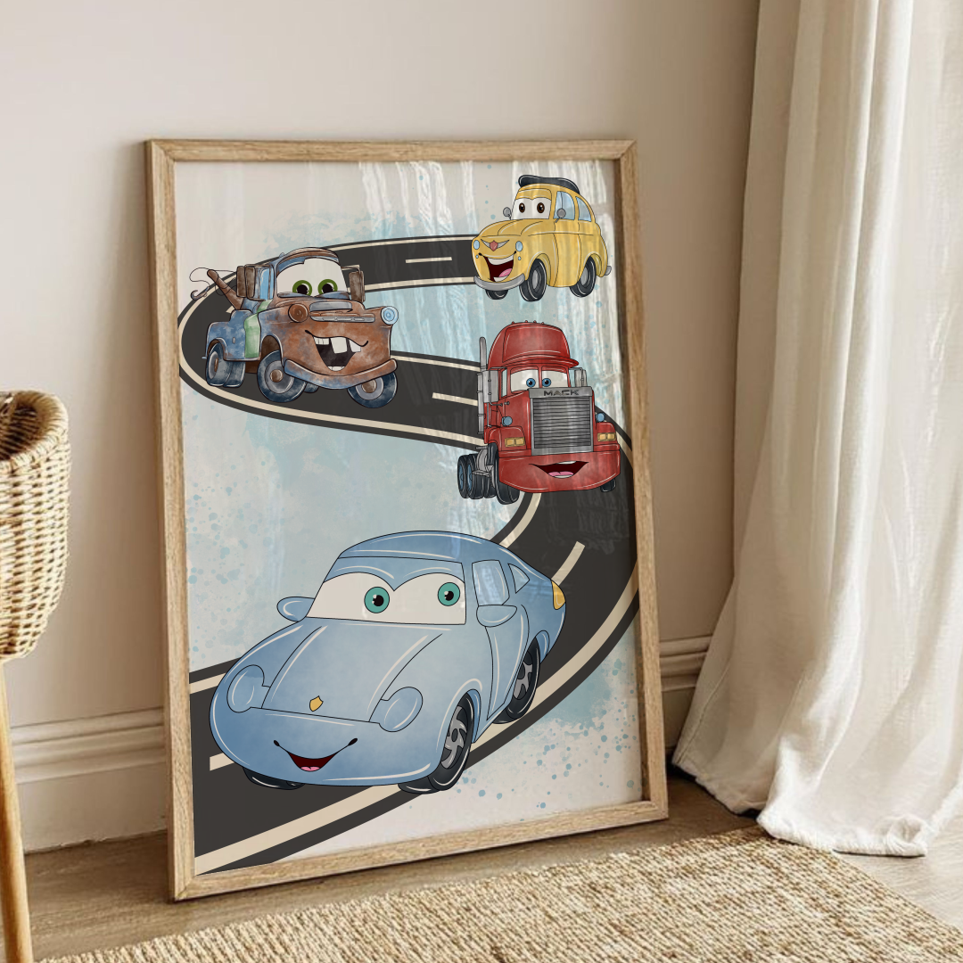 Lightning McQueen Inspired Nursery Art: Cars Movie Inspired Prints, Boys Room Decor