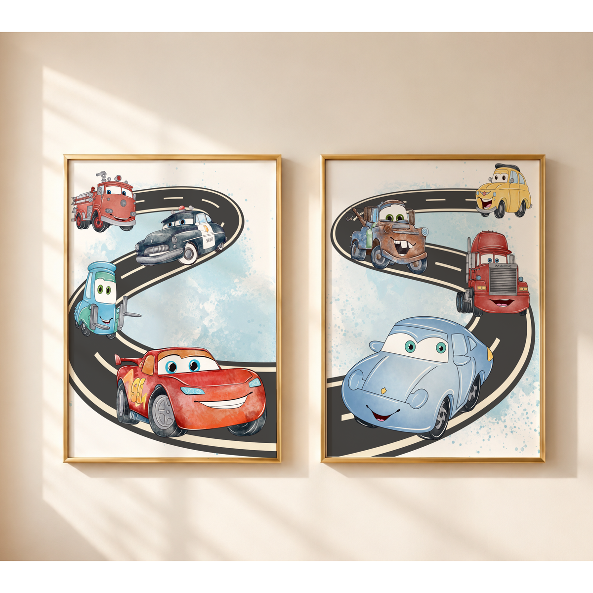 Lightning McQueen Inspired Nursery Art: Cars Movie Inspired Prints, Boys Room Decor