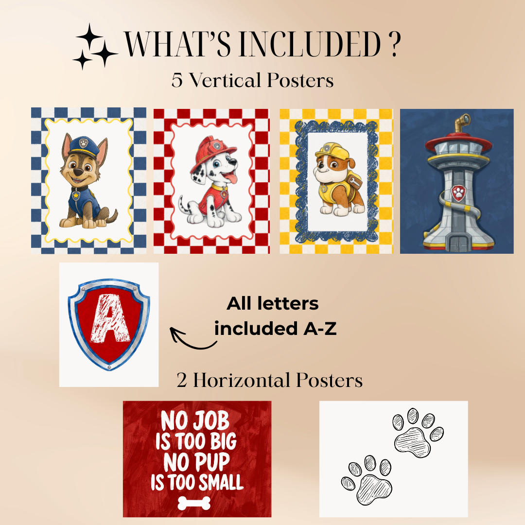 Paw Patrol Wall Art Set of 7