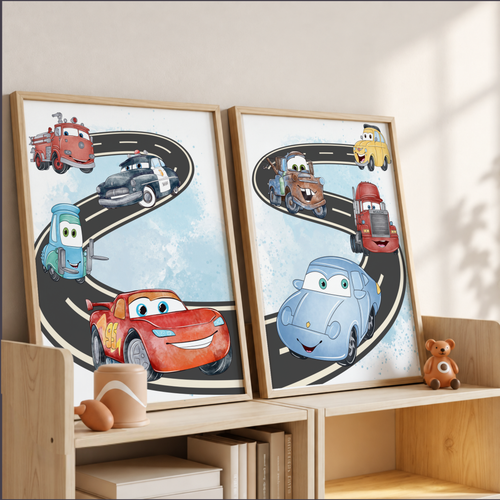 Lightning McQueen Inspired Nursery Art: Cars Movie Inspired Prints, Boys Room Decor