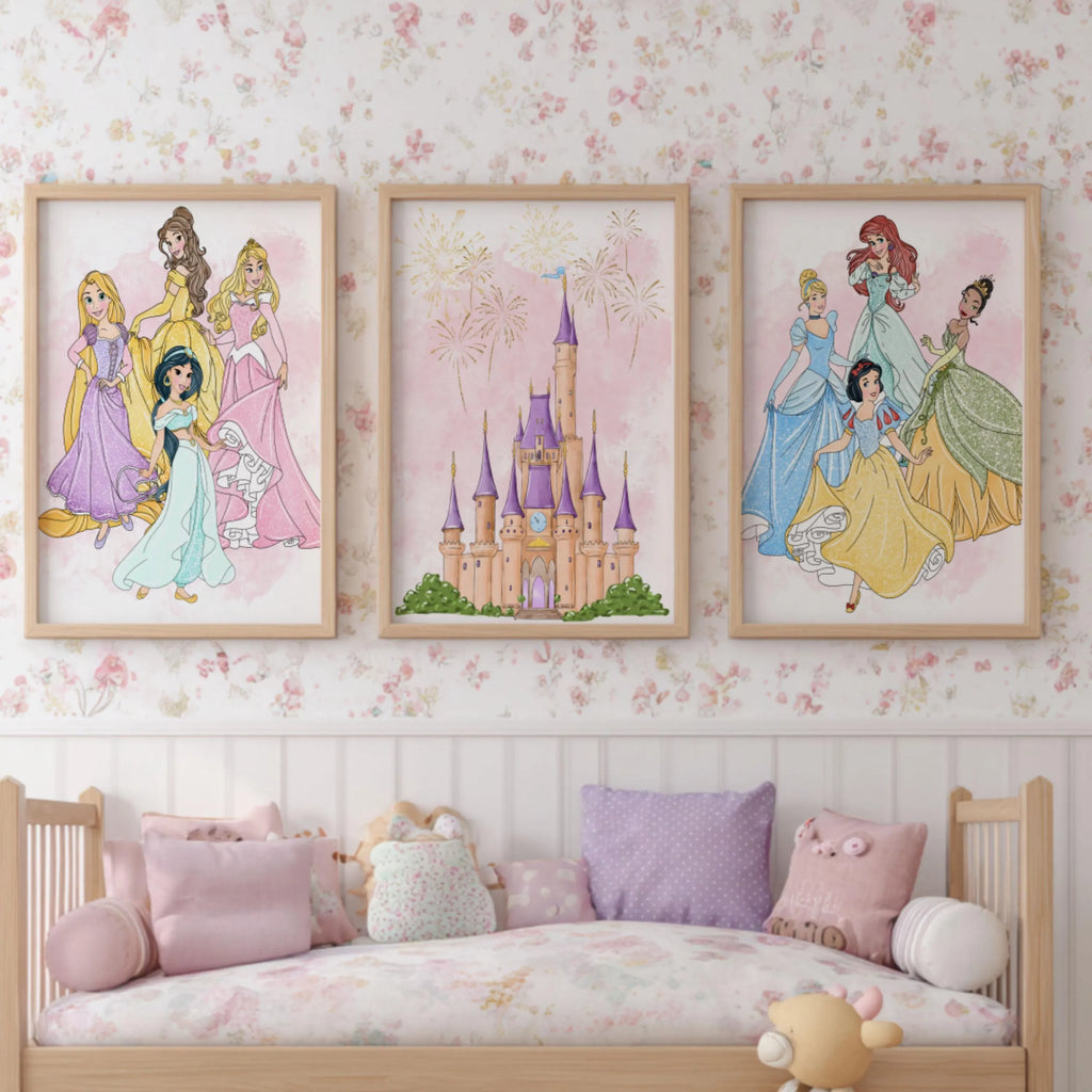 Princess Girls Bedroom Decor: Princess Wall Art (Set of 3)